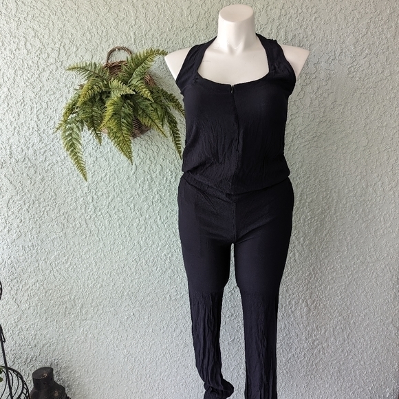 Revolve Monrow Crepe Jumpsuit  navy blue size L - Picture 2 of 6
